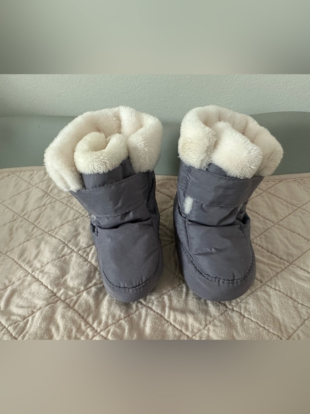 Baby Gray Faux-Fur Lined Winter Booties